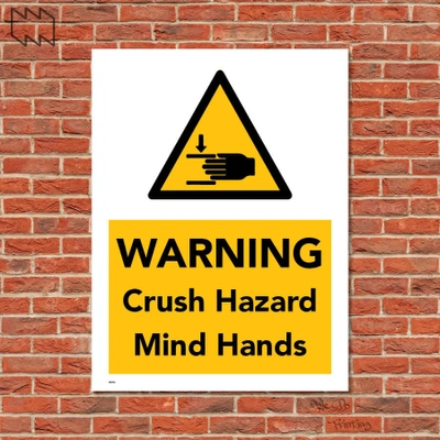  Warning Crush Hazard Mind Hands Wdp - F014