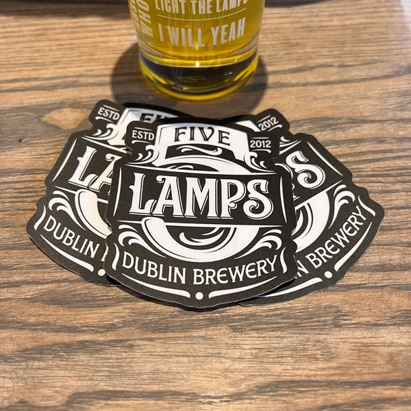  Custom - Die - Cut - Five - Lamps - Beer - Stickers
